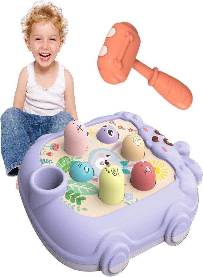 BeFunky Whack Game Mole - Interactive Fidget Toy and Game for Toddler | Cartoon Bunny Design Hammering and Pounding Toys with Hammer (Purple) - Image 5